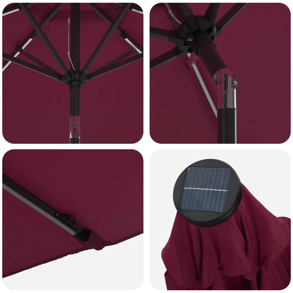 Parasol da giardino con luci LED e base 200 x 300 cm Poliestere 42036244