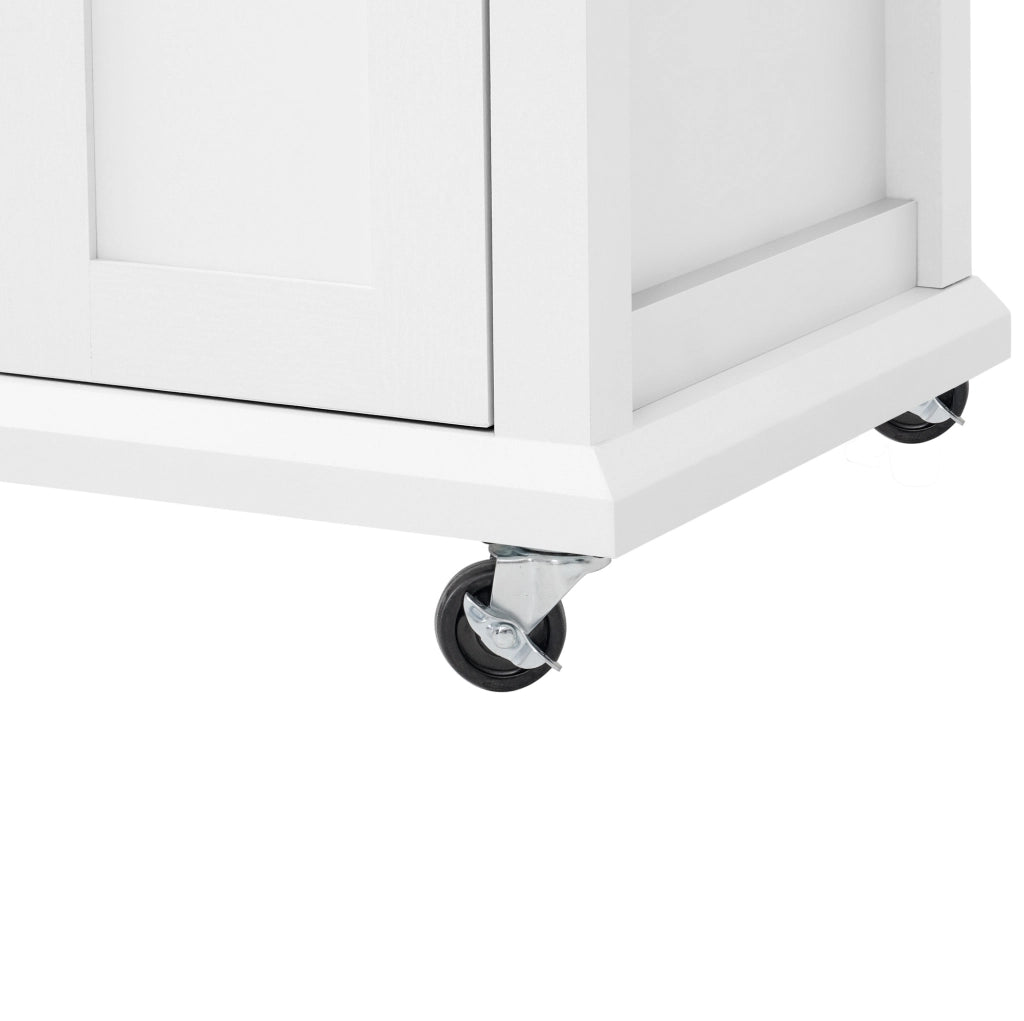 Isola cucina con ruote 107 x 45-70 x 90,5 cm bianco e legno, piano estensibile