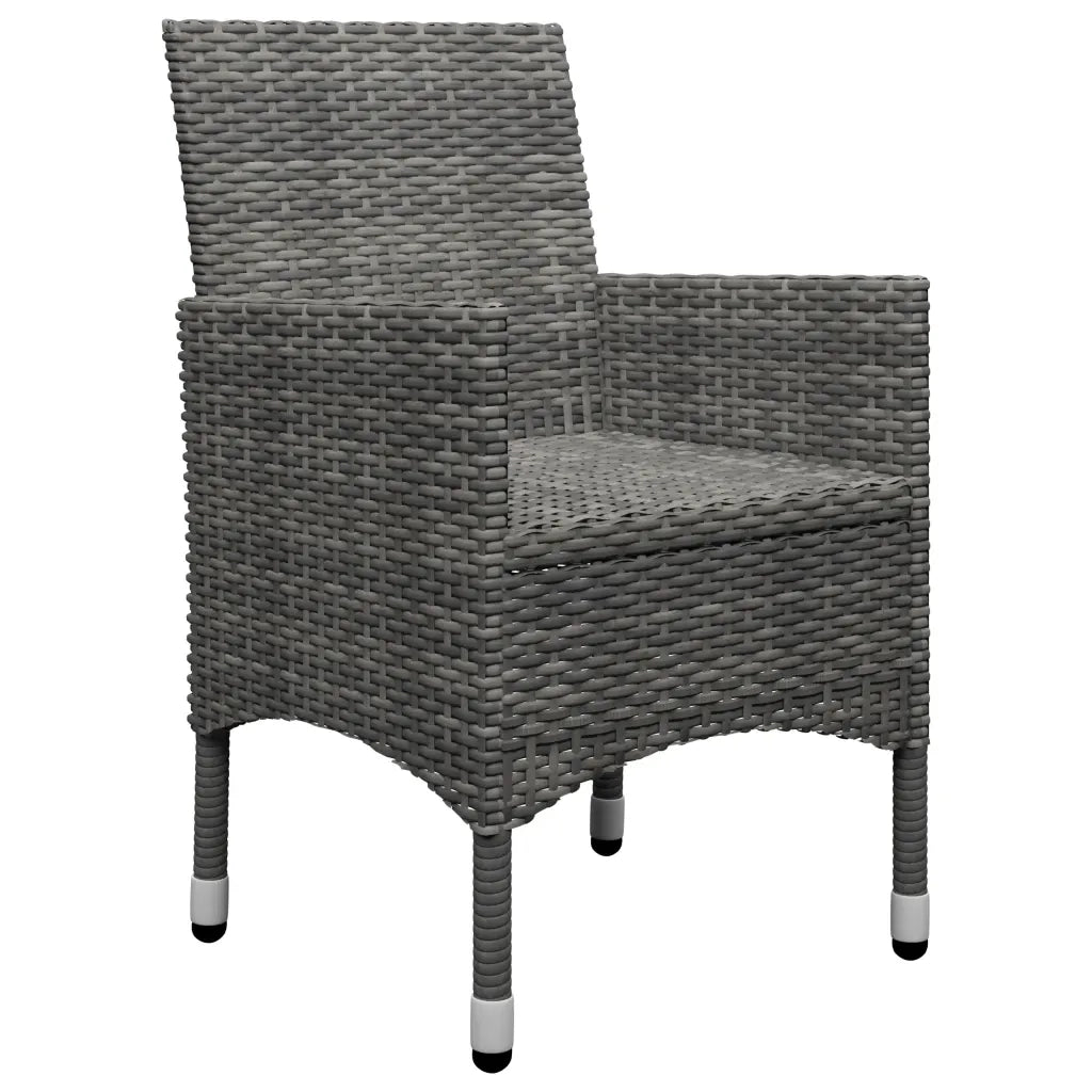 Set Bistrot Giardino 3 pz | Set Salotto da Giardino Polyrattan e Vetro Temperato Grigio