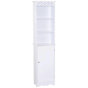 MOBILETTO A COLONNA PER BAGNO IN LEGNO CON DECORO FLOREALE 40X23X160 CM BIANCO