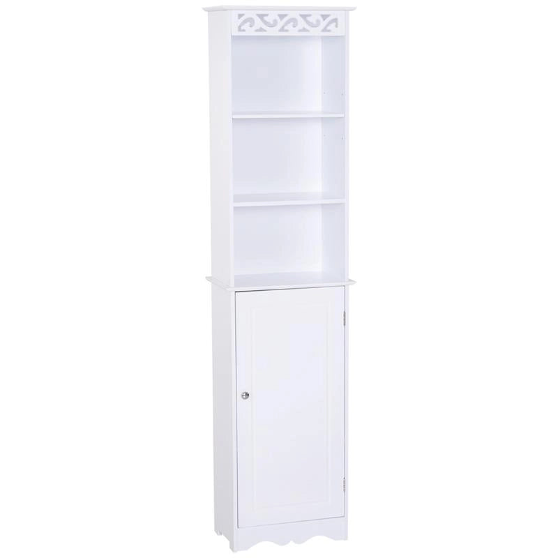 MOBILETTO A COLONNA PER BAGNO IN LEGNO CON DECORO FLOREALE 40X23X160 CM BIANCO