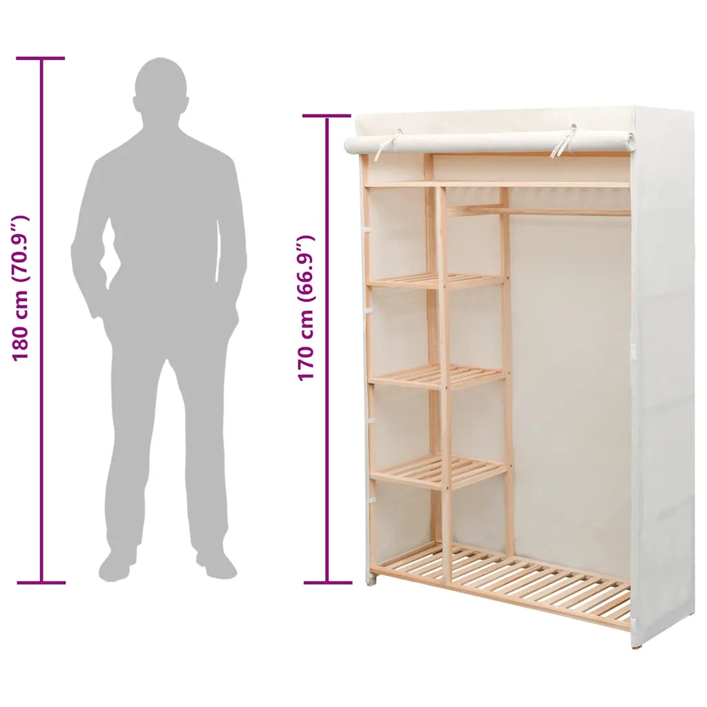 Armadio in Stoffa e Legno di Pino 110x40x170 cm 42976