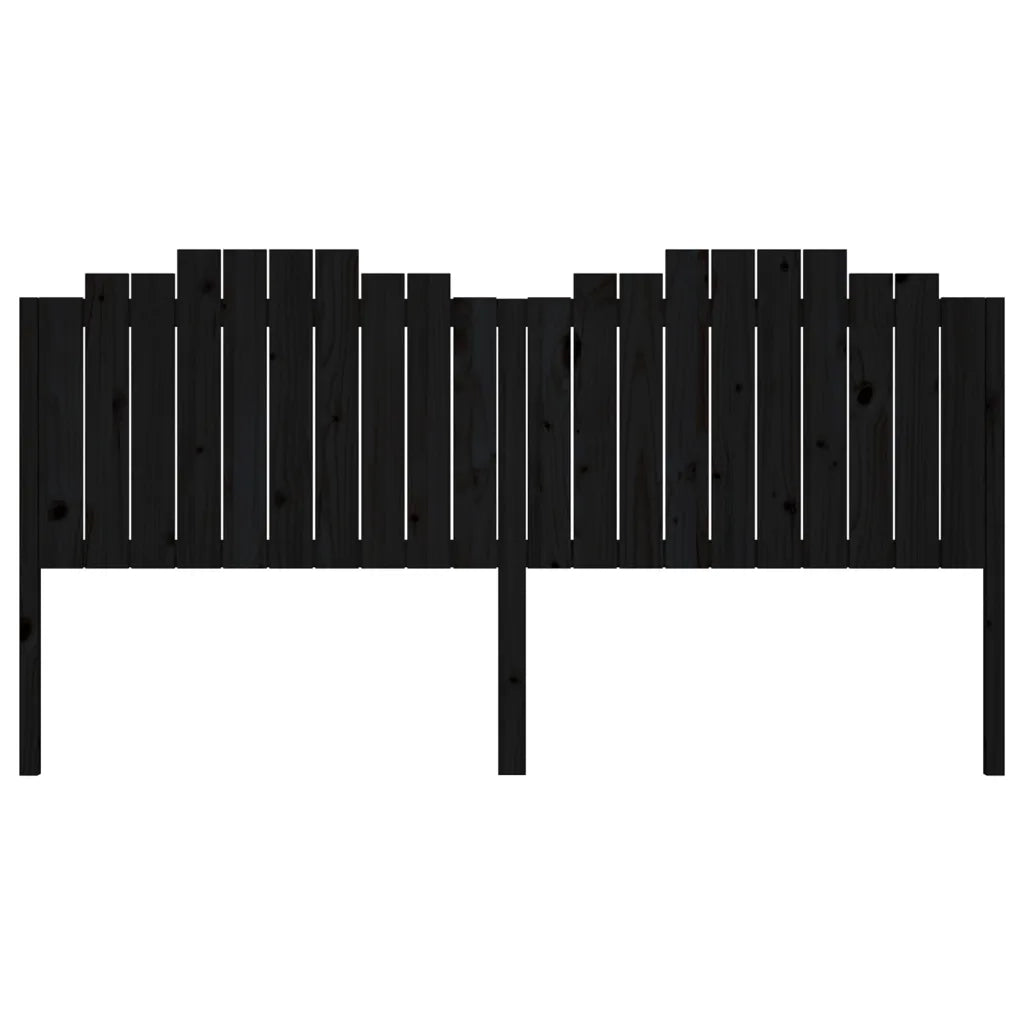 Testiera per Letto Nera 206x4x110 cm in Legno Massello di Pino 818494