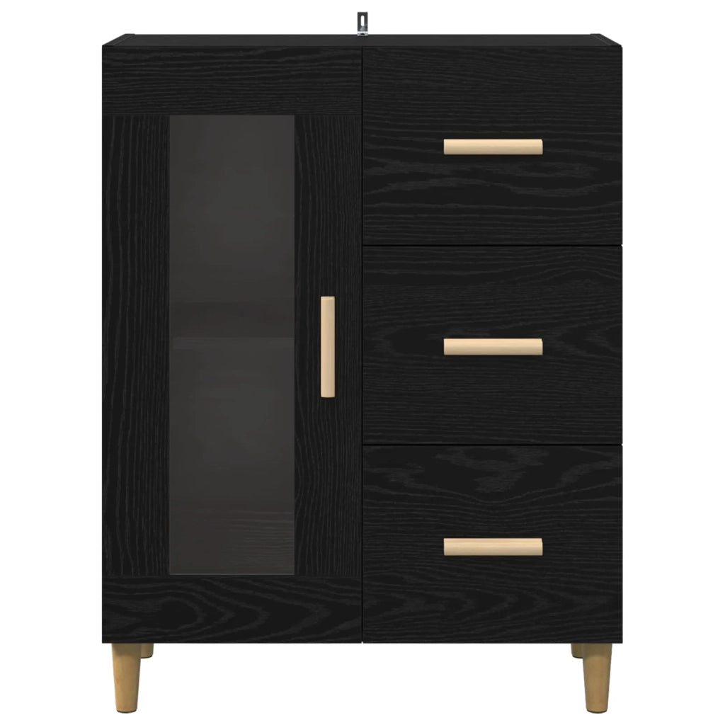 Credenza | Madia | Buffet da pranzo | Armadio da pranzo Rovere Nero 69,5 x 34 x 90 cm Legno multistrato