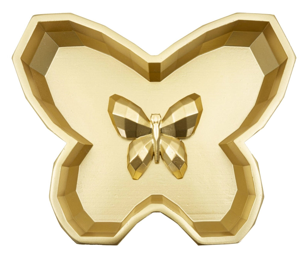 Svuotatasche Butterfly 20,5x17,5x3 cm in Resina Oro
