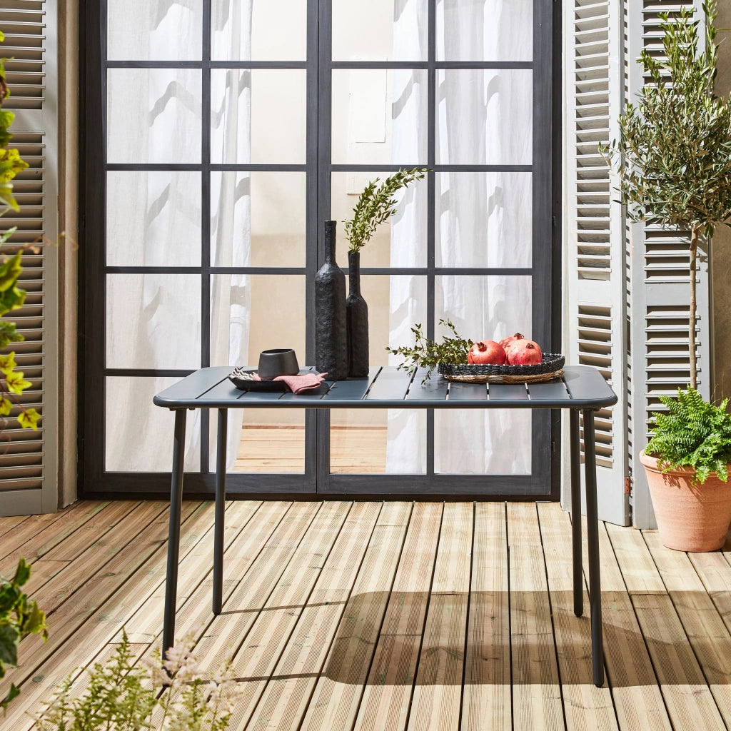 Tavolo da giardino in acciaio, 4 posti, 120cm, antracite