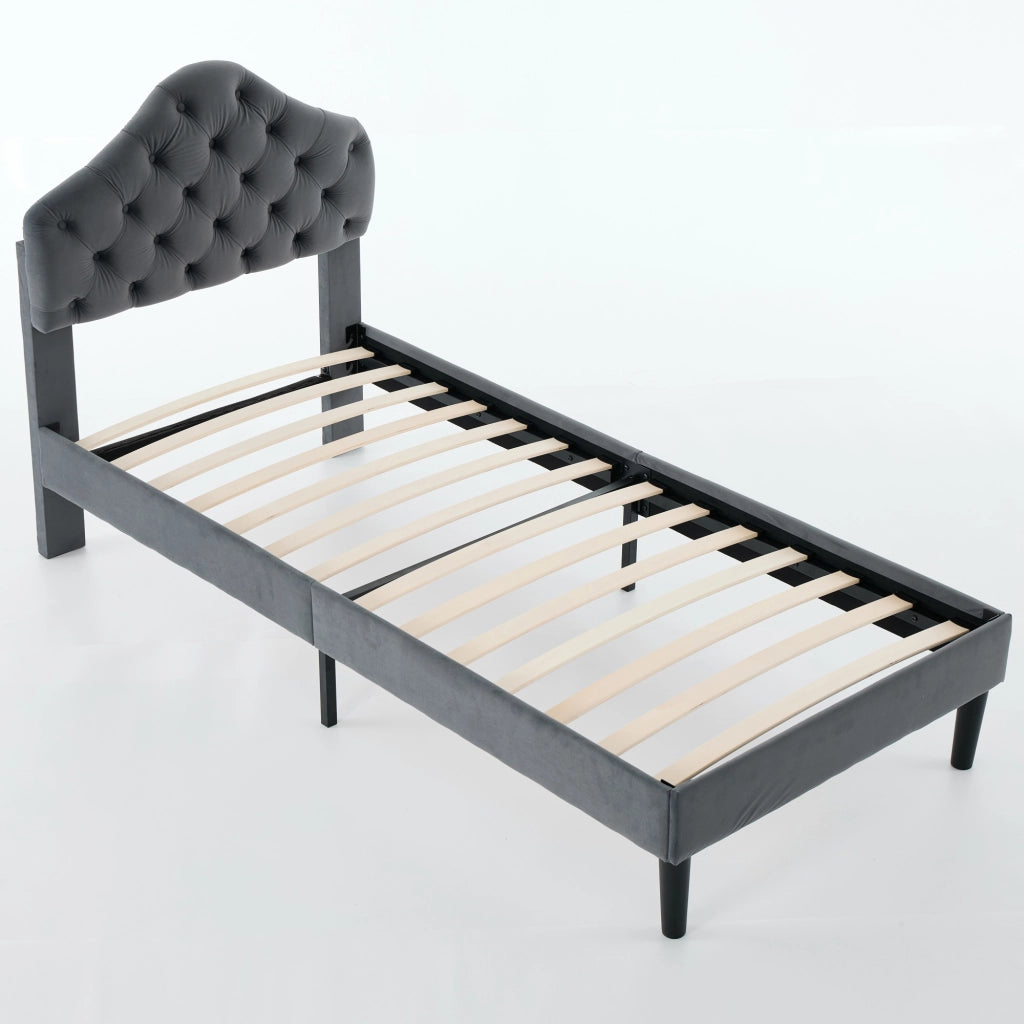 letto imbottito in chenille grigio 90x200 cm