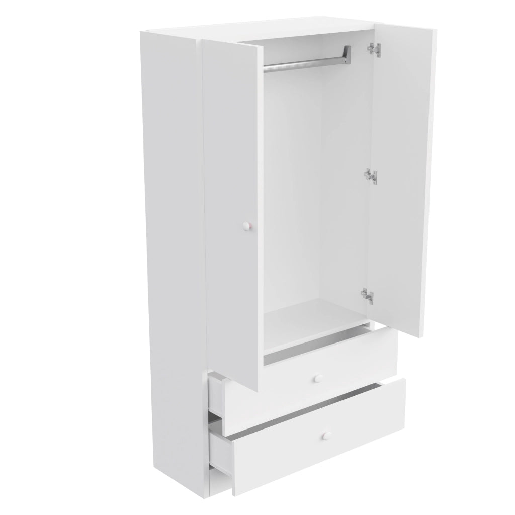 Armadio con appendiabiti e due cassetti per camera da letto o guardaroba 70 × 40 × 170 cm