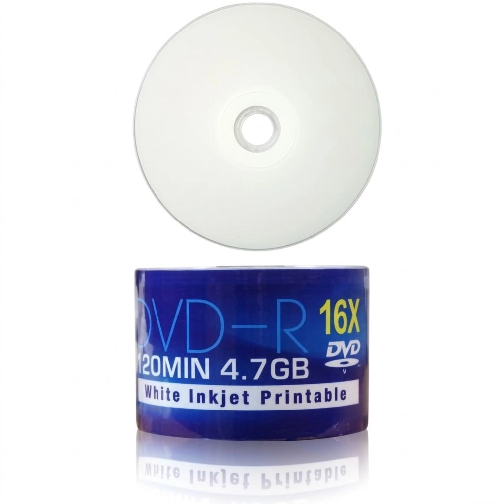 Spindola da 50 Pz. DVD-R Con parte superiore Stampabile 120Min. 4,7 Gb.