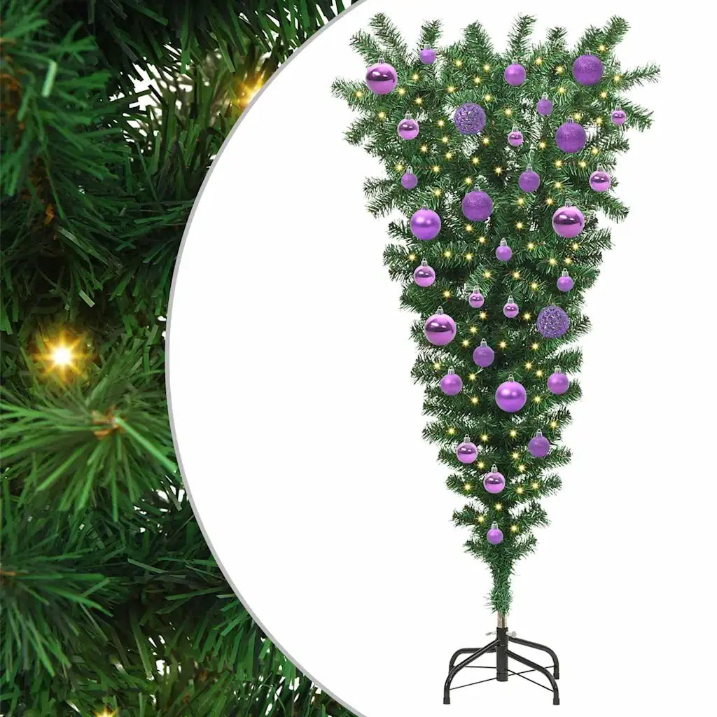 Albero di Natale artificiale preilluminato-Albero Natalizio rovesciato con set di palline 175920