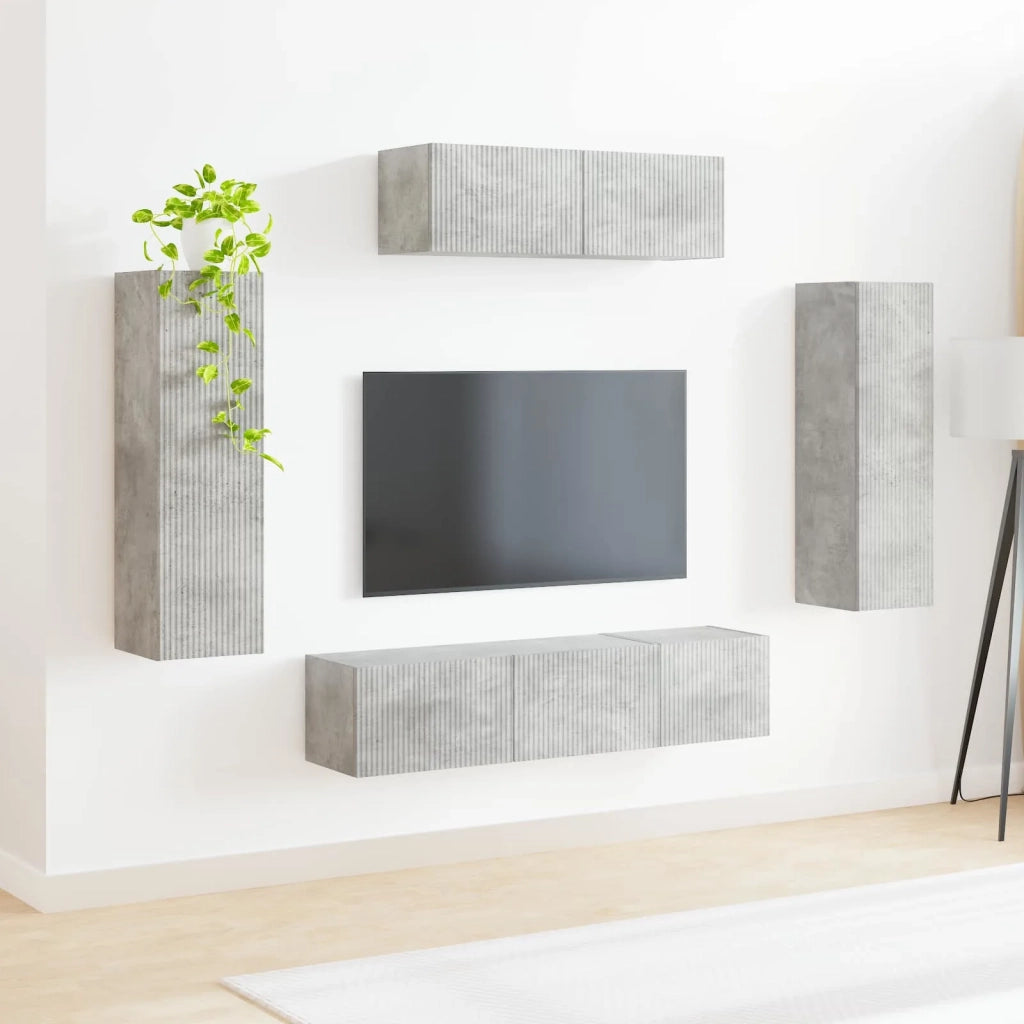 Mobile TV-Credenza per TV 5 pcs Grigio cemento