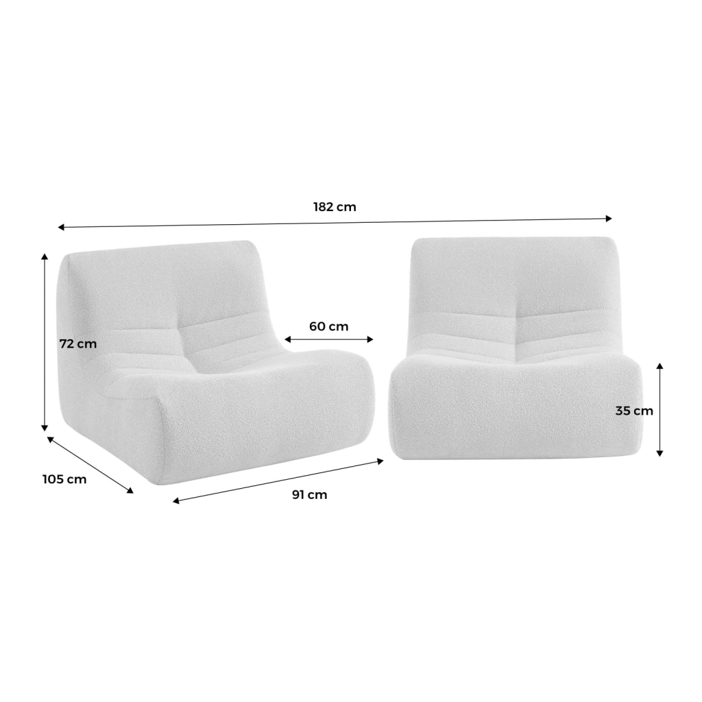 Divano modulare boucle, 2 posti, kaki