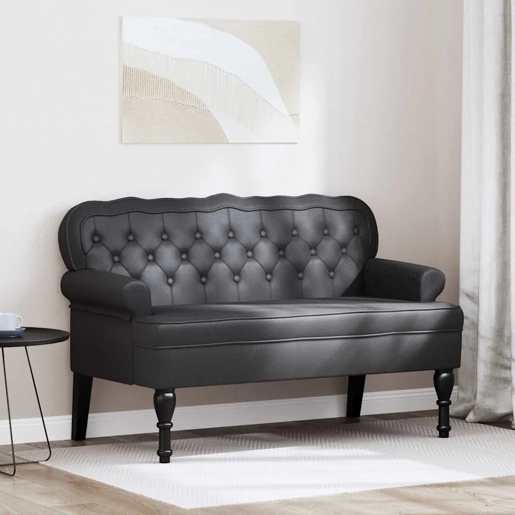 Panca Chesterfield Nero 119,5 x 64,5 x 75 cm Pelle Sintetica 42019299