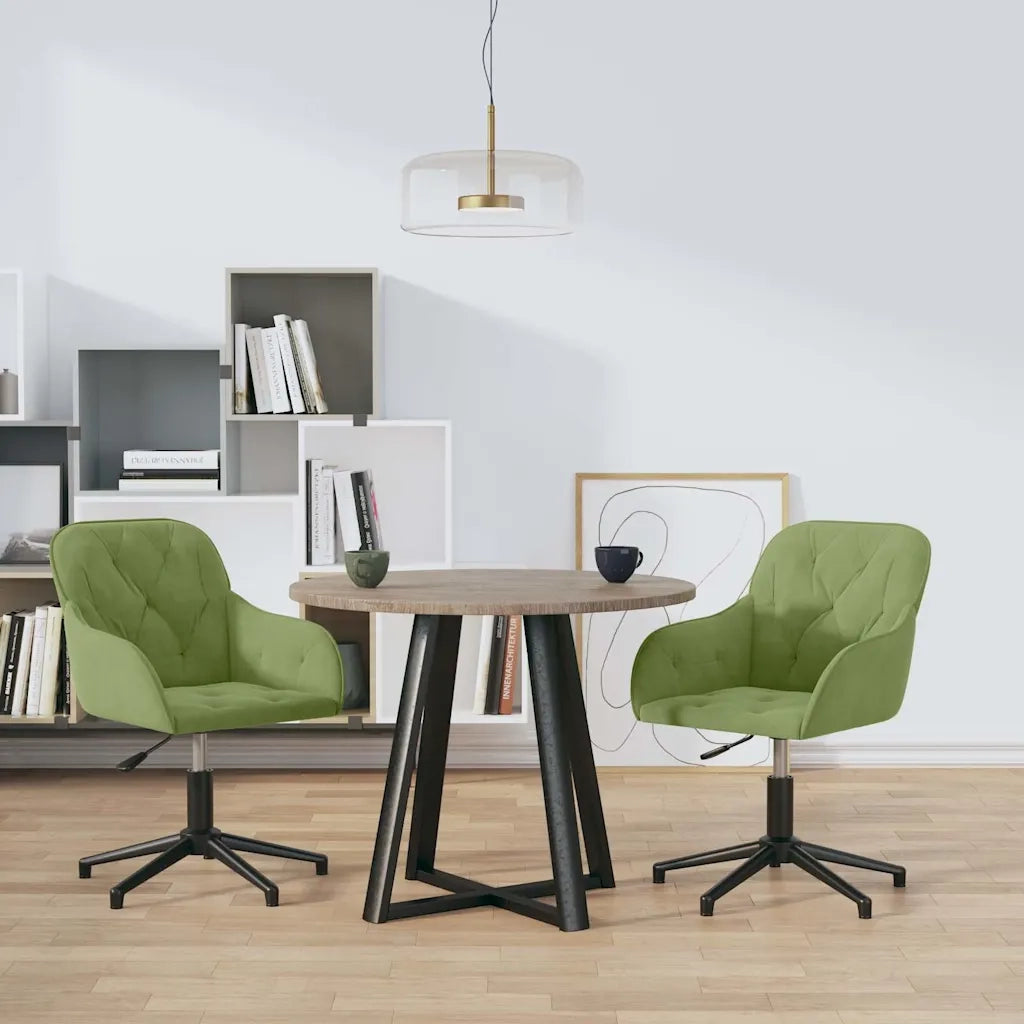 Sedie da Pranzo Girevoli 2 pz | Sedie da cucina Verde Chiaro in Velluto