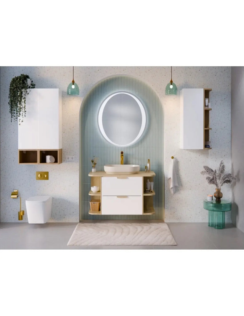 Mobile da arredo NATURA– Angolo arrotondato aperto– Colore rovere chiaro – L20 x H50 cm - Da appendere