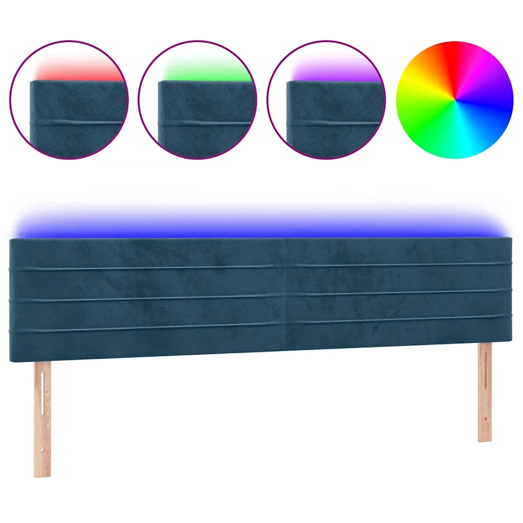 Testiera a LED Blu scuro 160x5x78/88 cm in Tessuto 3121810