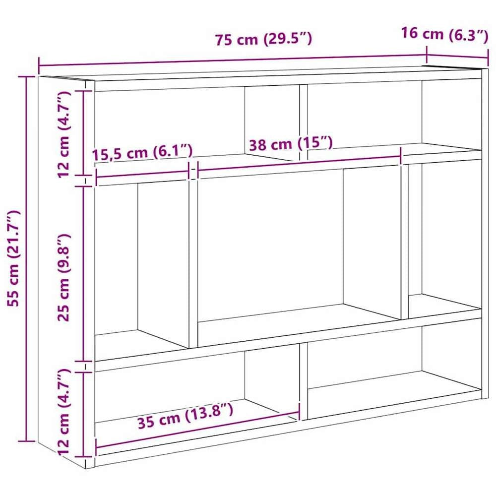 Wall Shelf White 75x16x55 Cm Wood Composite