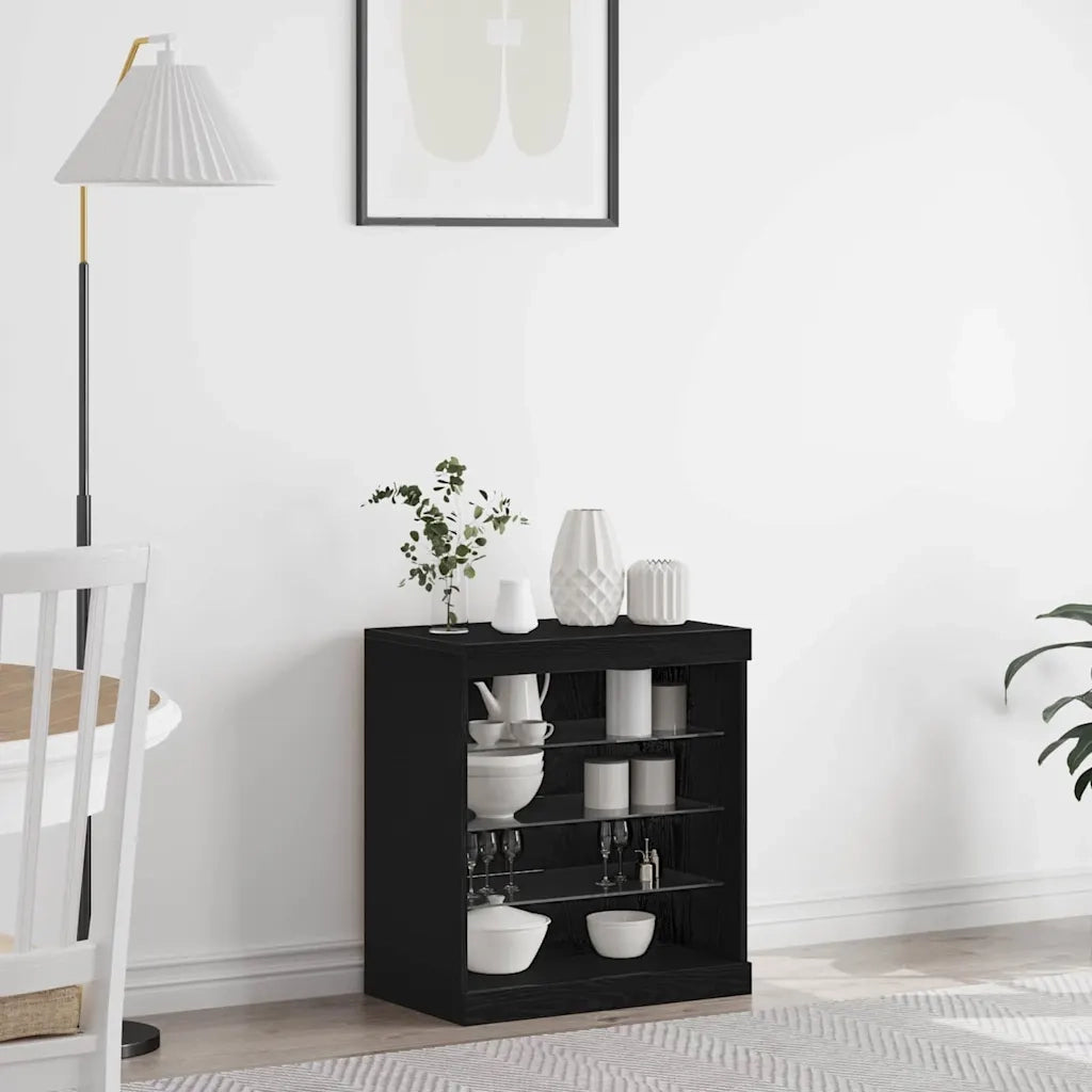 Credenza-Buffet-Armadio da cucina Rovere Nero 60.5 x 37 x 67 cm Legno multistrato