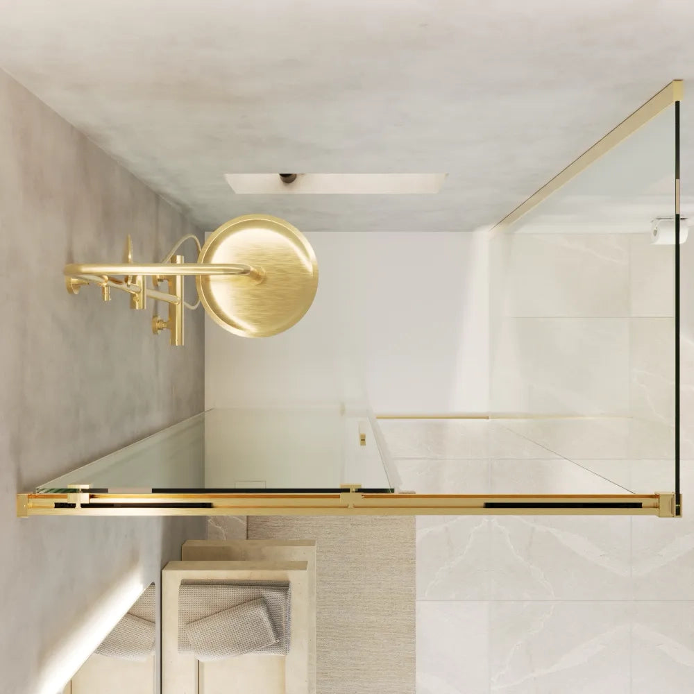 Box doccia 130x70cm scorrevole profili oro spazzolato vetro 8mm trasparente anticalcare h200 | Gili