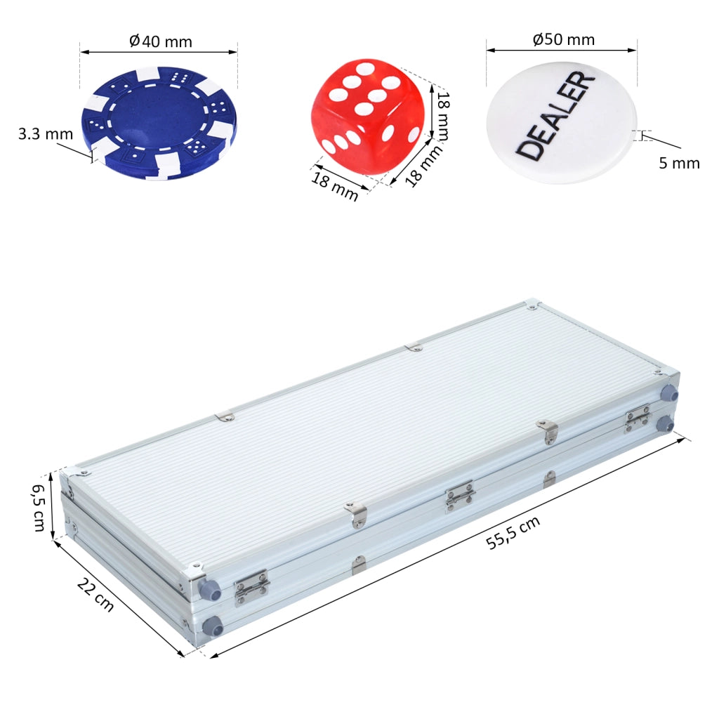 Set Poker 500 Fiches ¨C Xylo ¨C 2 Mazzi Carte, 5 Dadi, Valigetta Alluminio