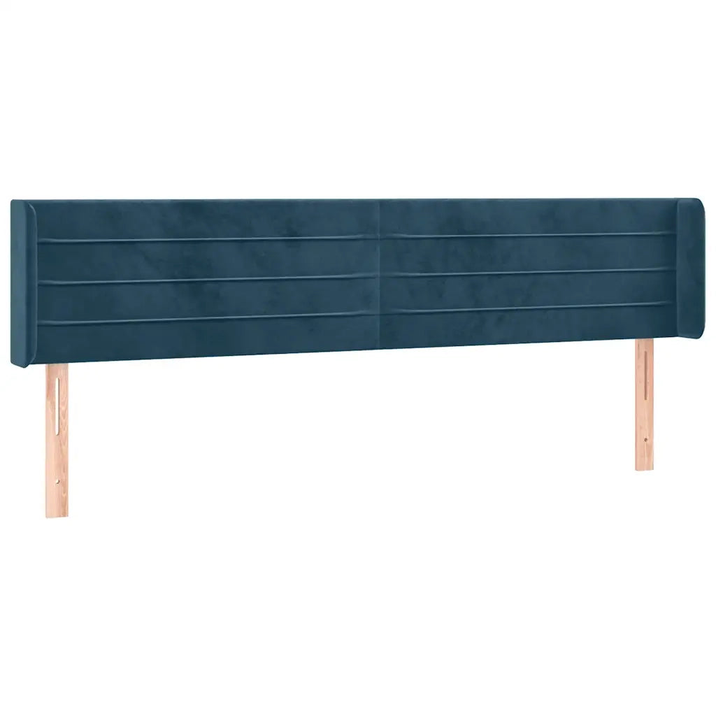 Testiera | Testata ad Orecchio Blu Scuro 183x16x78/88 cm in Velluto