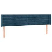 Testiera | Testata ad Orecchio Blu Scuro 183x16x78/88 cm in Velluto