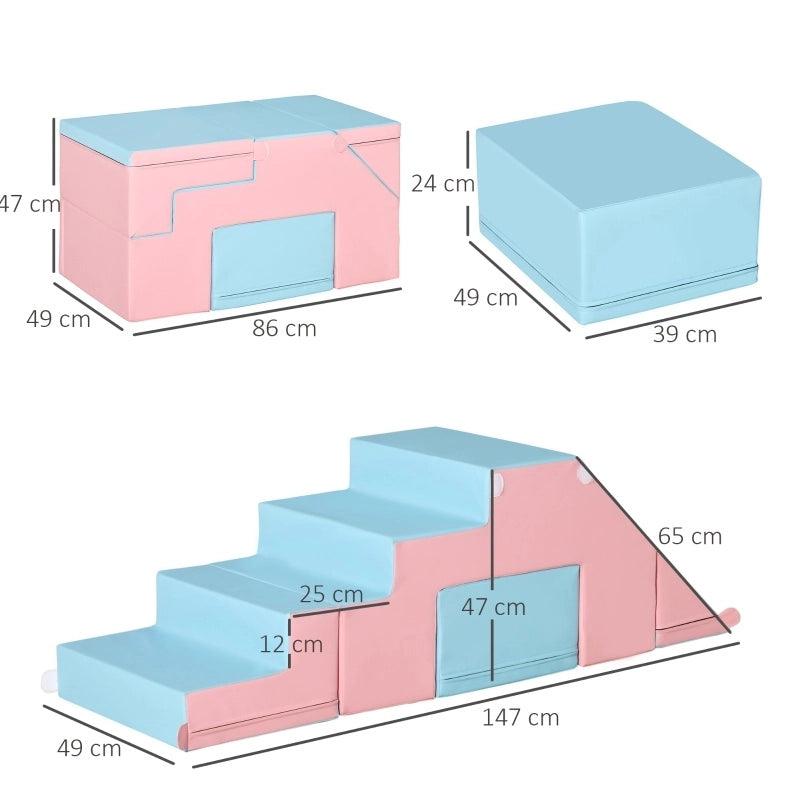 Set di moduli morbidi ULEVR per arrampicata e scivolo, 86x49x47 cm, similpelle rosa