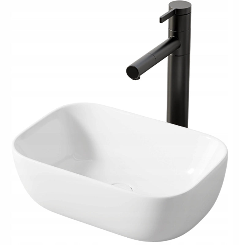 Lavabo da appoggio in ceramica bianco ovale lucido 37 x 25,5 cm