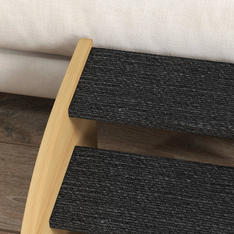 Scaletta per animali a 3 gradini in poliestere color rovere con piedini antiscivolo; 38.5 × 38.5 × 30 cm