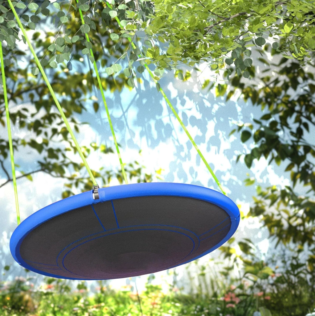 Altalena a nido 110 cm in acciaio blu per giardino, stabile, interno/esterno –