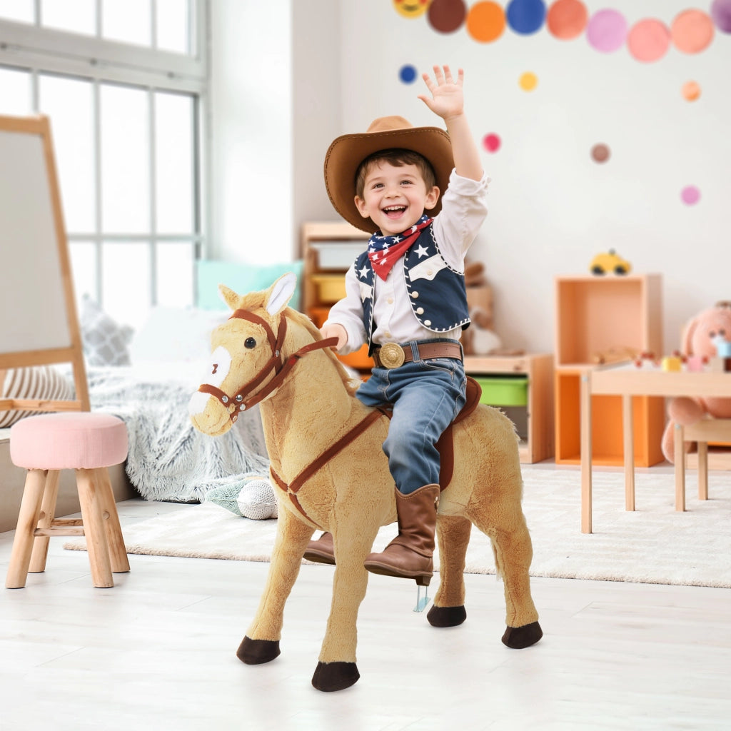 Cavallo Giocattolo con Sella e Suoni ¨C Minimal ¨C 85x28x60 cm Beige