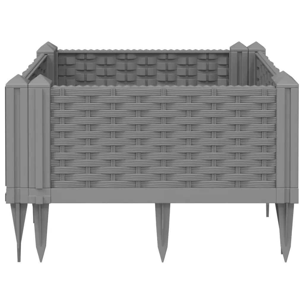 Fioriera da Giardino con Picchetti Grigia 42,5x42,5x28,5 cm PP 368003