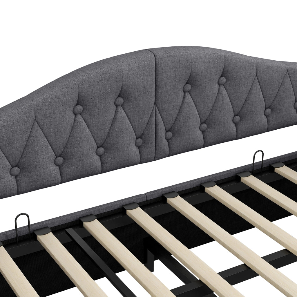 Letto a Divanetto 90x200 cm; Contenitore; LED; in MDF e Compensato; Grigio