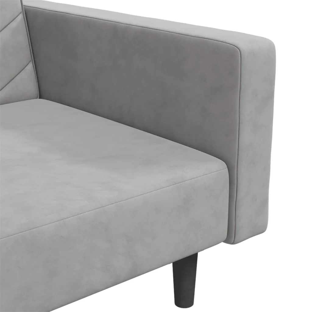 Divano letto | Sof¨¤ letto | Letto singolo a 2 Posti con 2 Cuscini Grigio Chiaro in Velluto