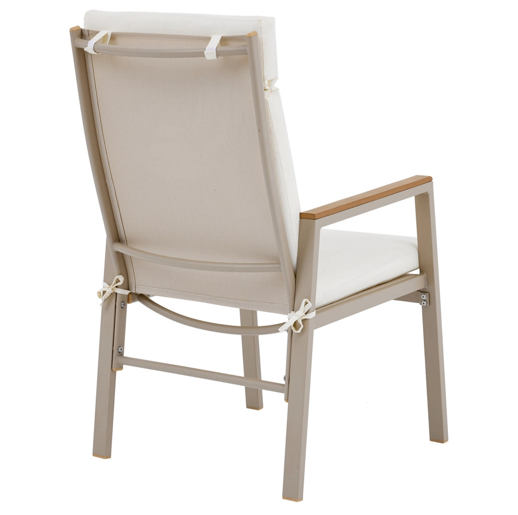Set di 2 sedie da esterno beige con braccioli e cuscino