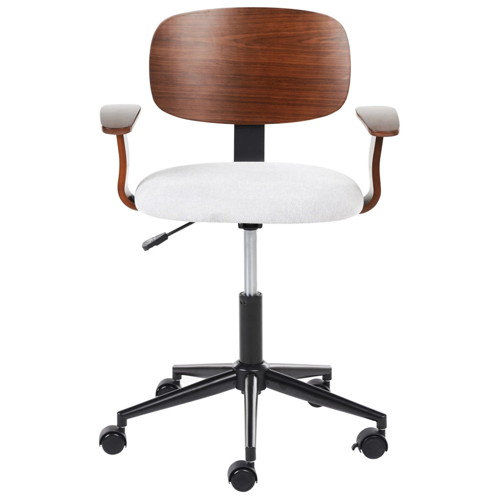 Sedia da ufficio in lino grigio chiaro e struttura in legno scuro arredamento da ufficio elegante