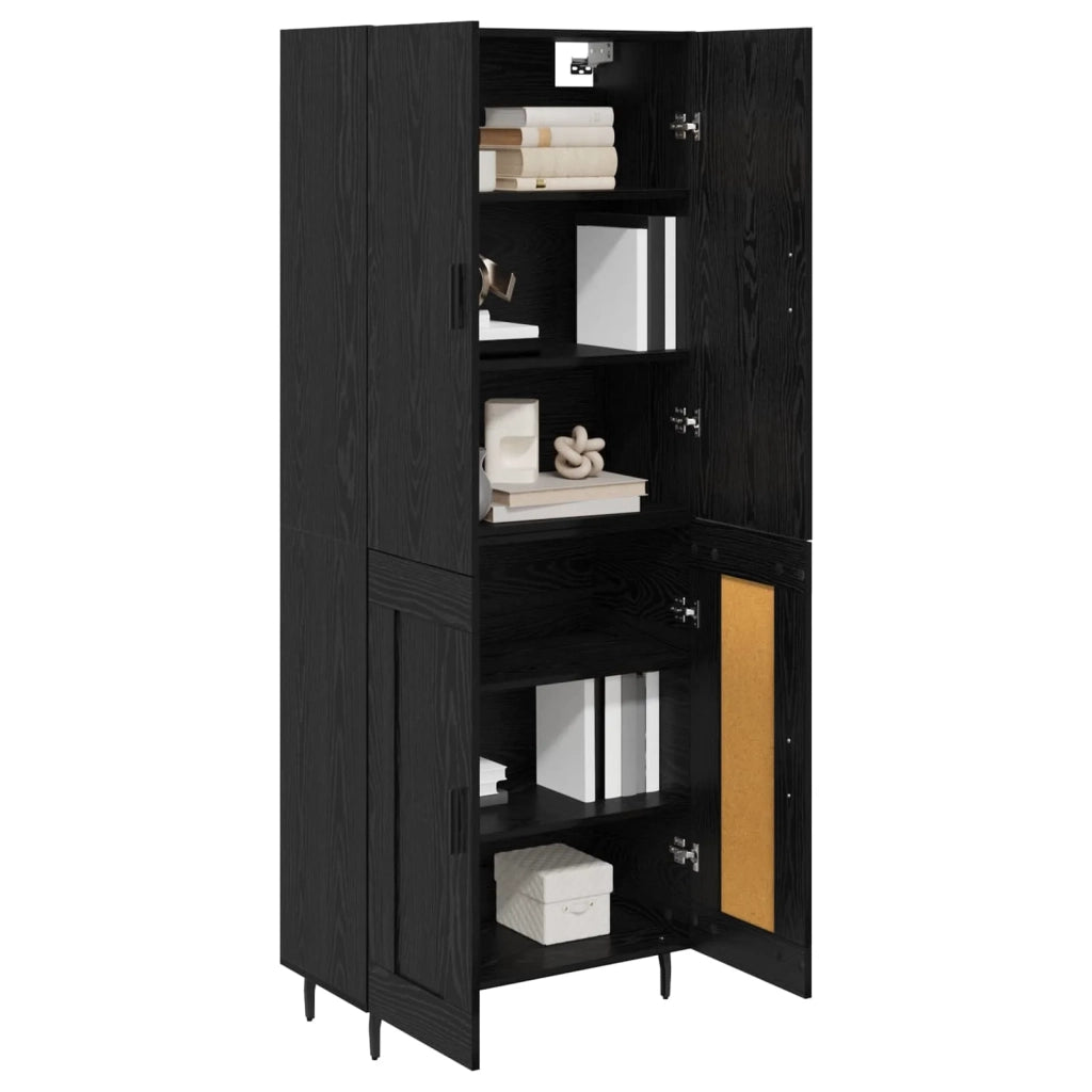 Credenza-Buffet-Armadio da cucina Rovere nero 69,5 x 34 x 180 cm 619643