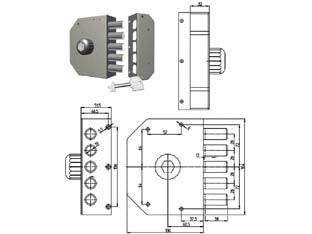 SERRATURA DA APPLICARE SENZA SCROCCO CON POMOLO A POMPA 3000  cilindro mm.60 DX (300002N)    CR