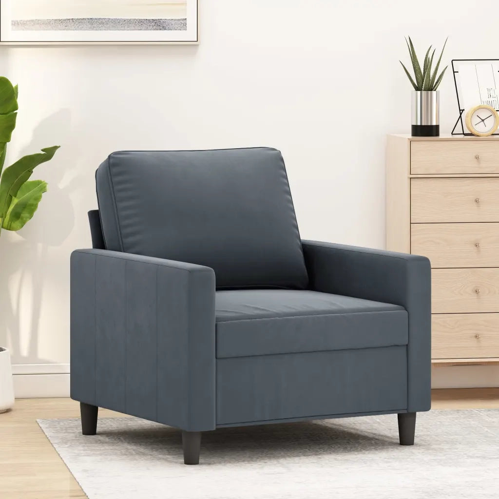 Poltrona Grigio Scuro 60 cm Velluto 359180