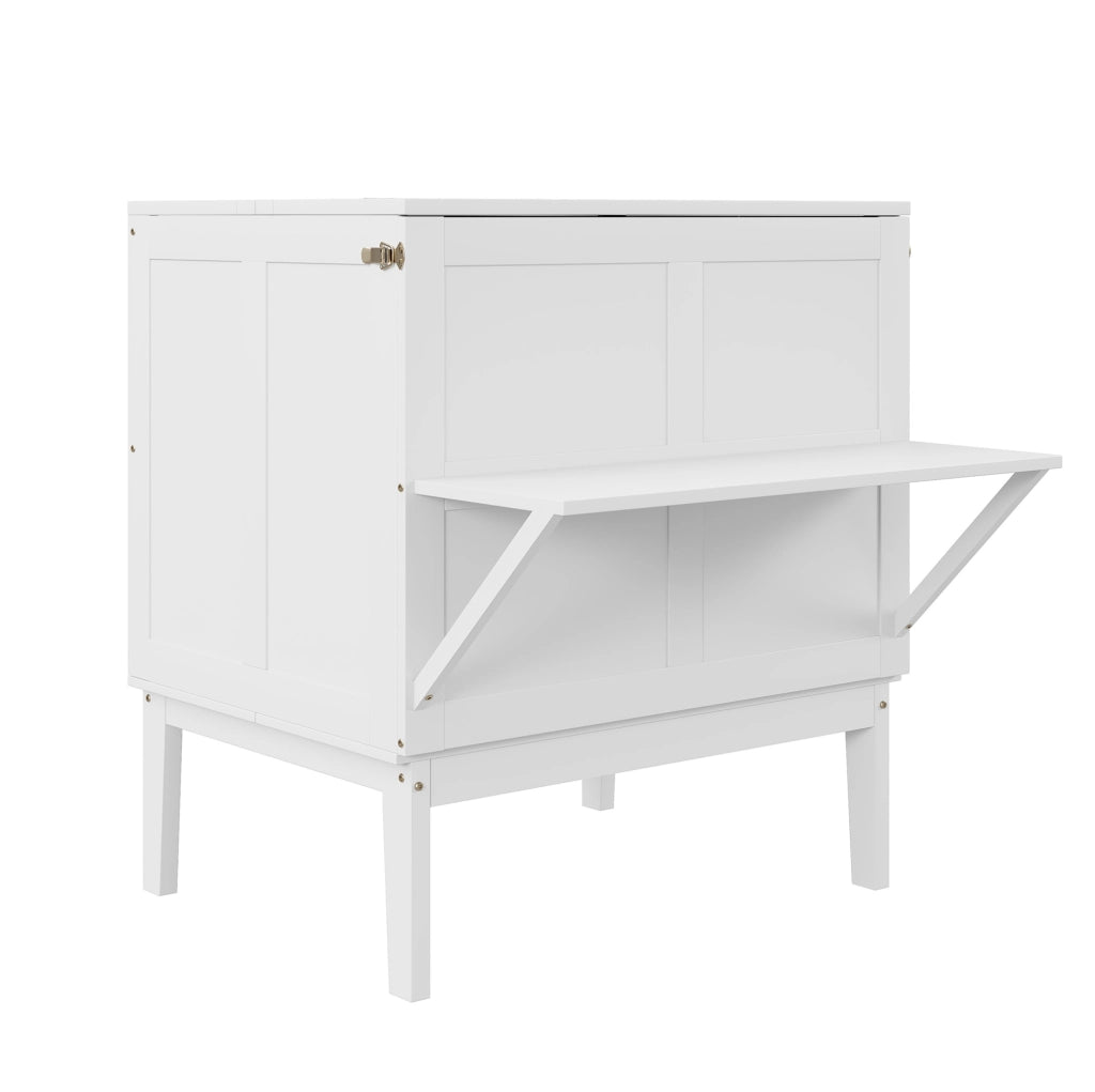 Letto a scomparsa verticale 90x200 cm bianco con rete a doghe e spazio contenitivo
