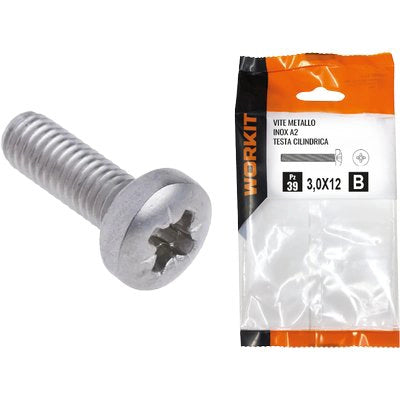 VITE METALLO TC INOX A2 SELF WORKIT - CAVA PH FILETTO INTERO MM 4X25 CF=PZ 17- 5 confezioni