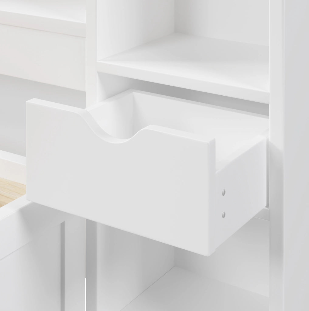 LETTO a Piattaforma 140x200 cm con Vani e Cassetti MDF Bianco