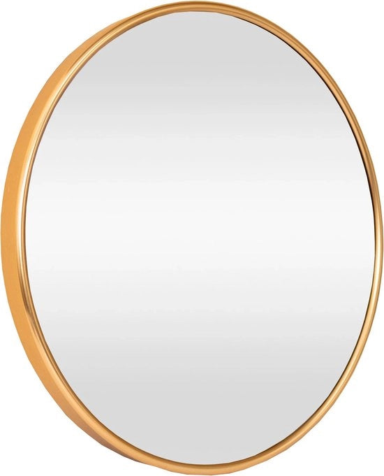 Specchio Donna da Appendere - Ø50cm - Giallo Oro - Design Elegante