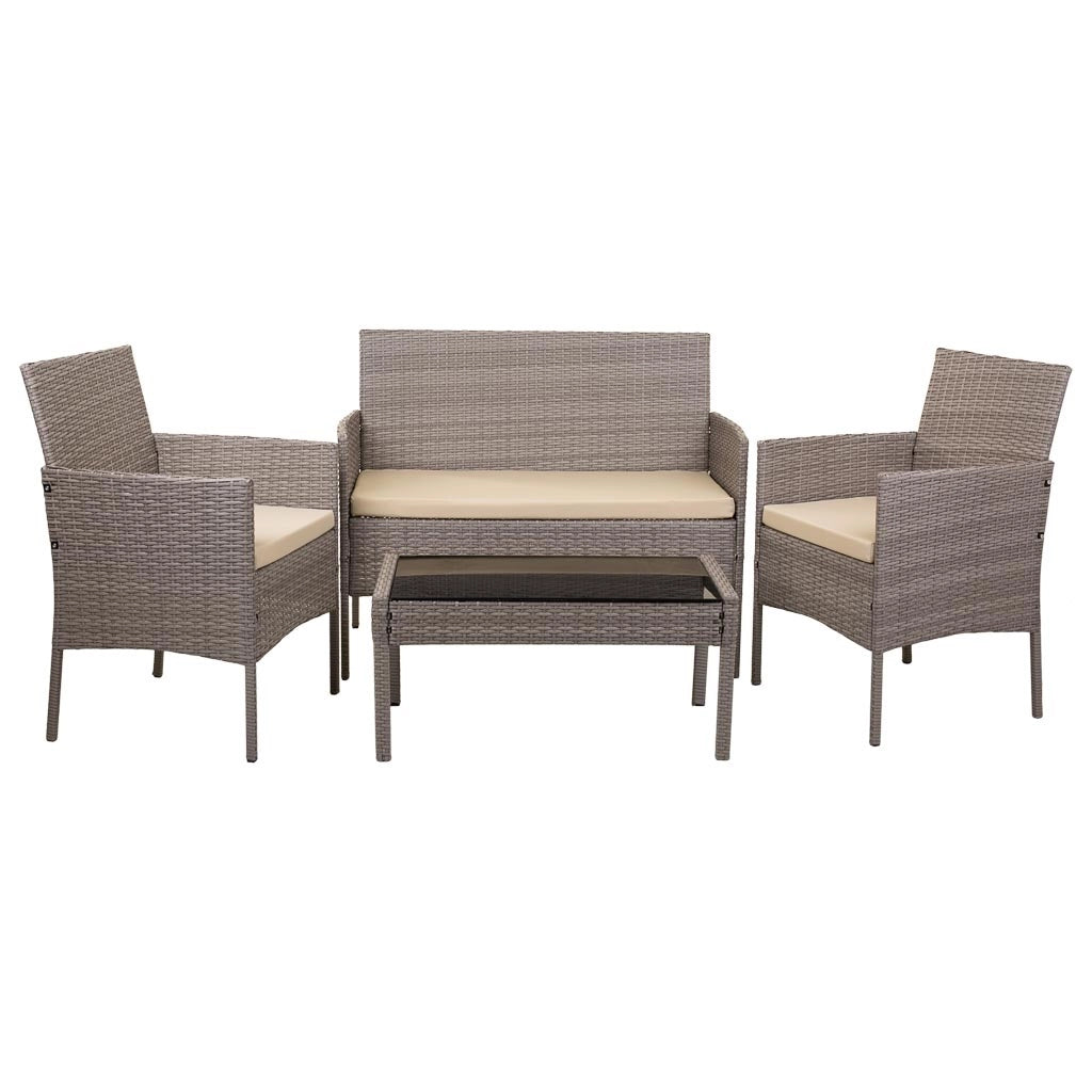 Set tavolo grigio, divano e 2 poltrone