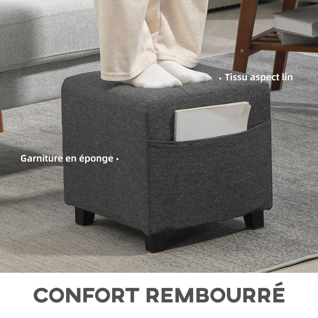 Pouf imbottito con tasche laterali ¨C Minimal ¨C Grigio 35x35x35 cm
