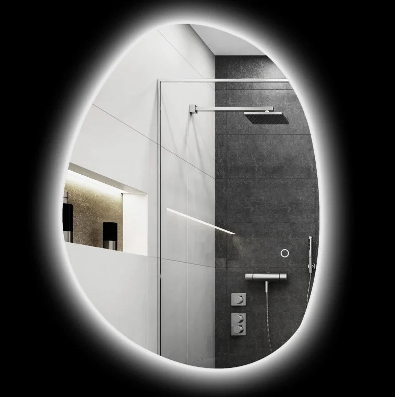 Specchio bagno LED 80x5x60 cm in vetro temperato argentato antiappannamento