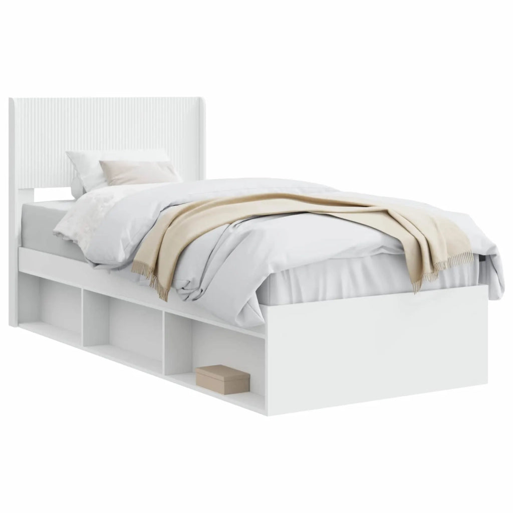 Struttura del letto con stoccaggio e testata Bianco 3414243