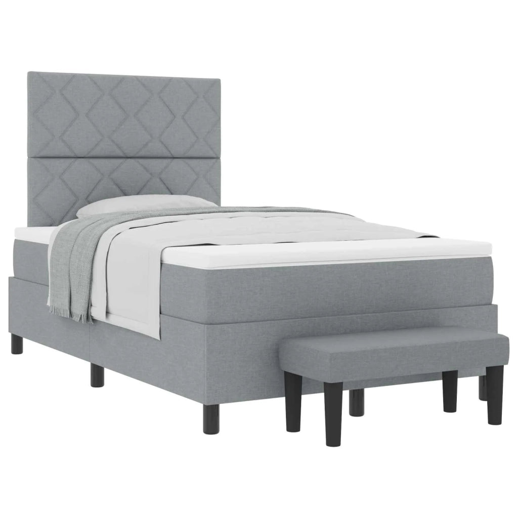Letto a molle con testiera Grigio chiaro 120 x 190 cm Tessuto 3344128