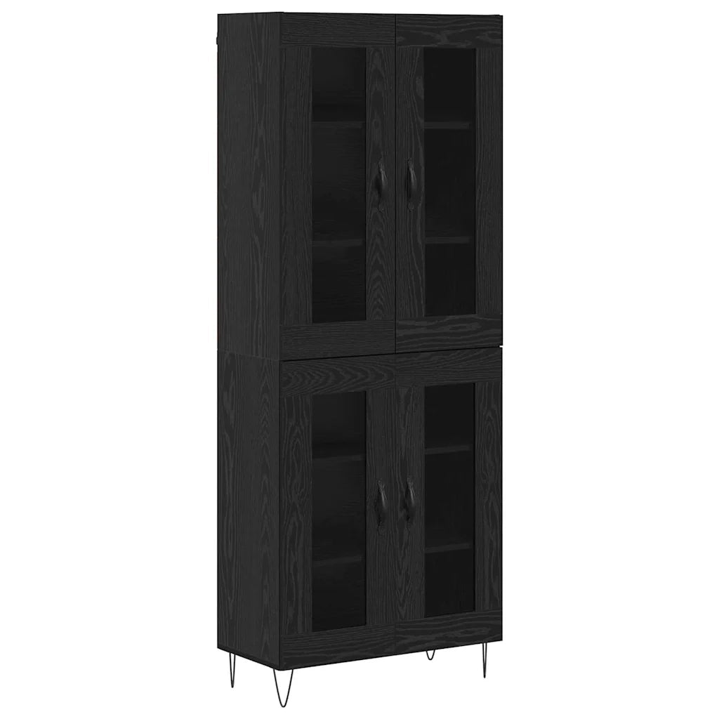 Credenza | Madia | Buffet da pranzo | Armadio da pranzo Rovere Nero 69,5 x 34 x 180 cm Legno multistrato