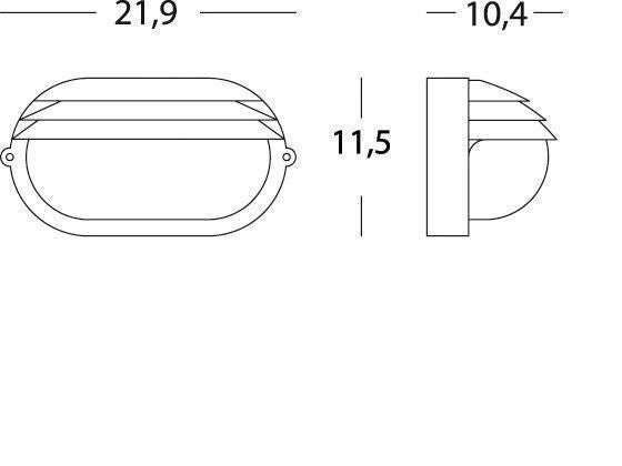 Applique Picc. E27 linea palpebra ovale bianco
